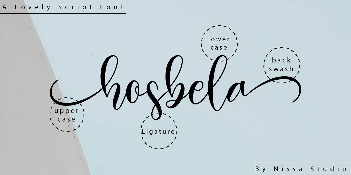 Beispiel einer Hosbela Regular-Schriftart